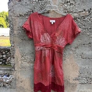 Anthropologie Moulinette Soeurs Silk Kimono Style Dress Size 4 Pink Floral